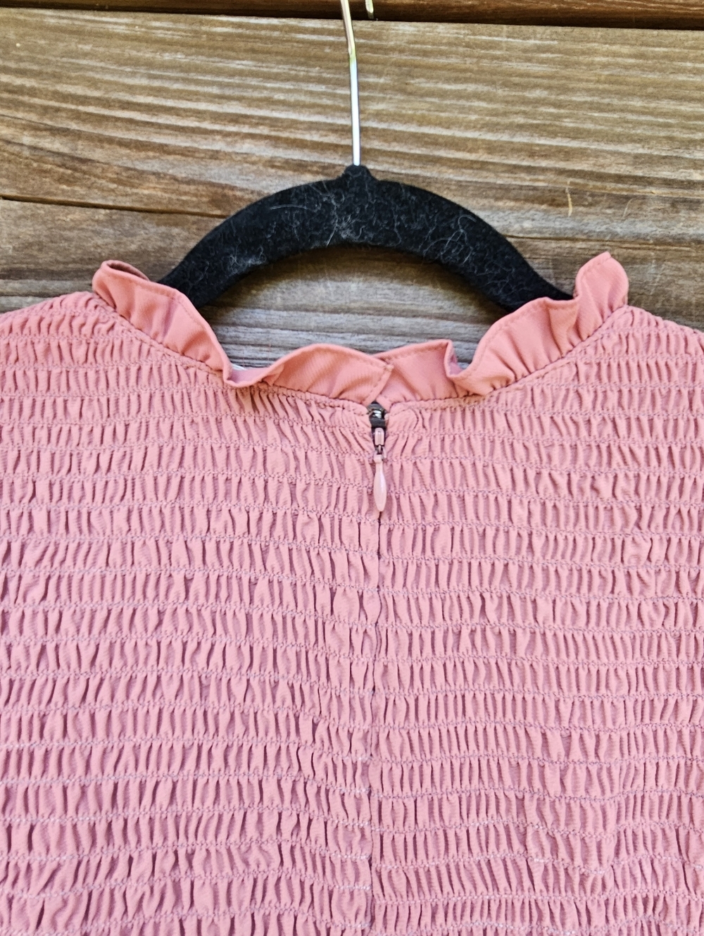 Amanda Uprichard Pink Smocked Mini Dress Puff Sleeve Ruffle Hem Size Small - Picture 8 of 8